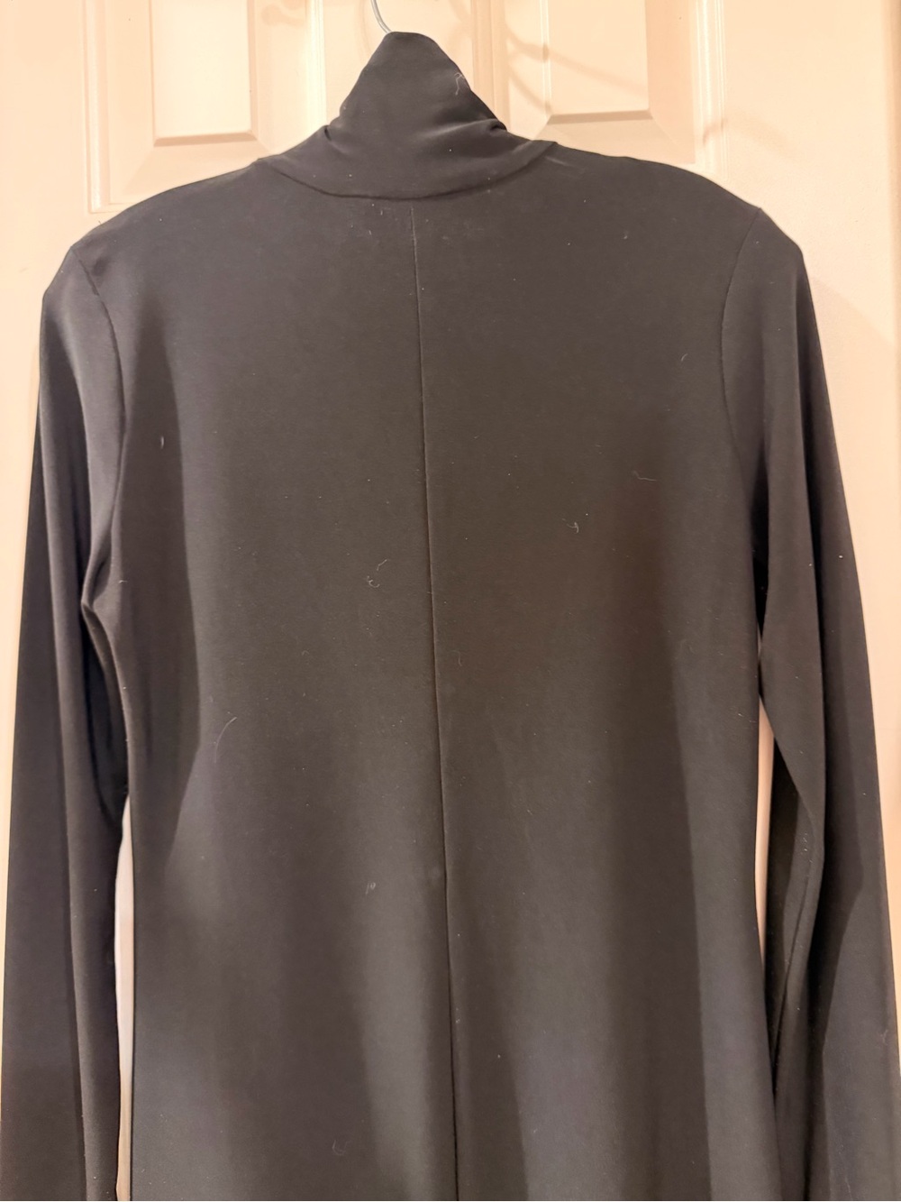 Norma Kamali Black Long-Sleeve Turtleneck Dress, Sleek Stretch Knit, Sz M - Picture 8 of 16